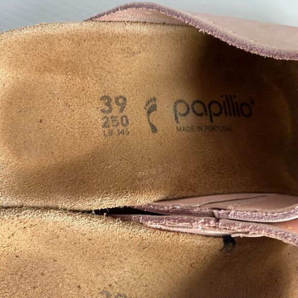 Birkenstock PAPILLIO NAMICA  COLOR Rivets Pink Wedge HEEL MULE NUBUCK Sz 8   39 - Picture 5 of 5